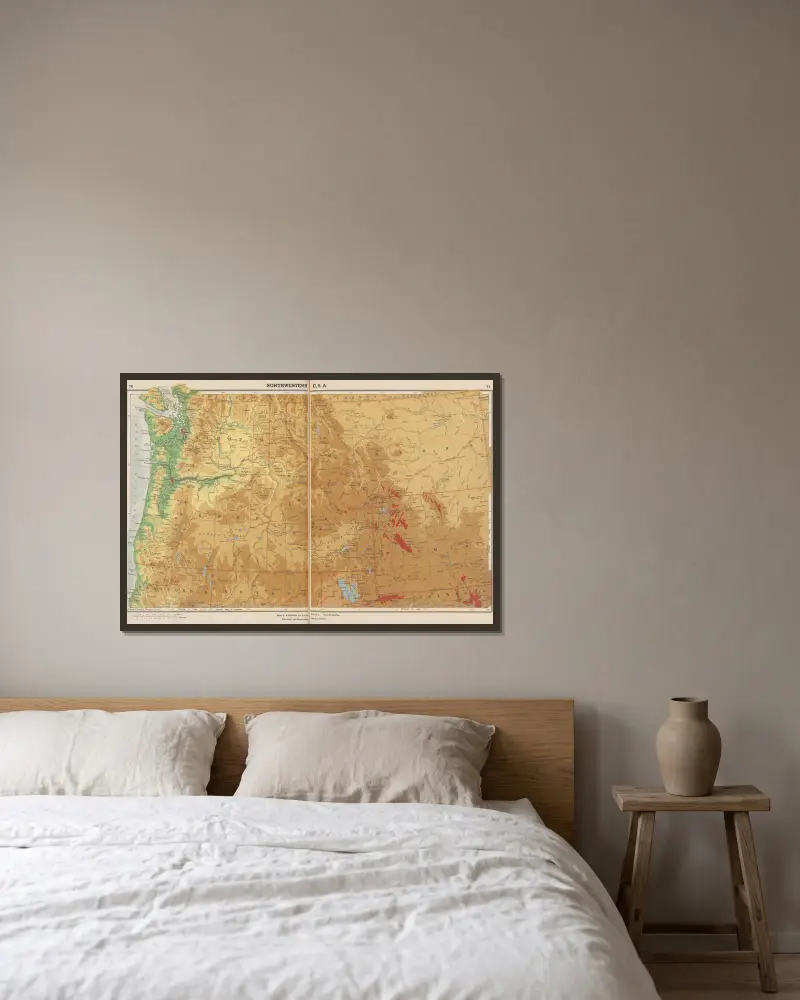 Nordwestliche USA von John Paul Goode gerahmt an einer Wand
