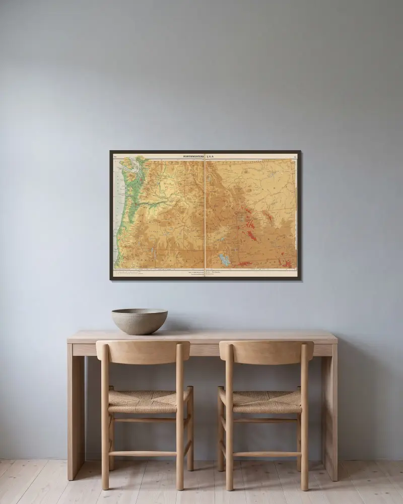 Nordwestliche USA von John Paul Goode gerahmt an einer Wand