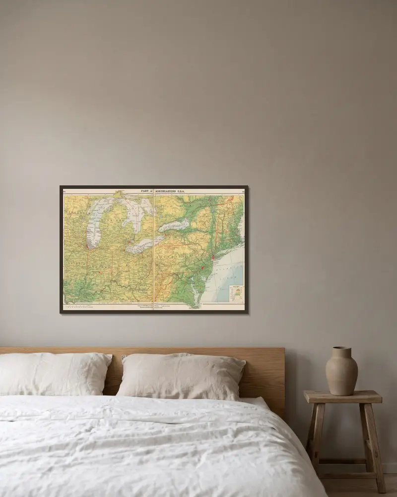 Teil der nordöstlichen USA von John Paul Goode gerahmt an einer Wand