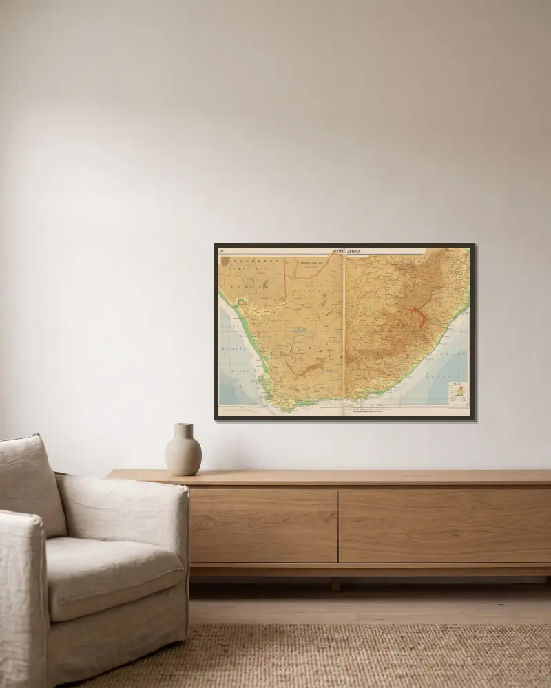 Südafrika von John Paul Goode gerahmt an einer Wand
