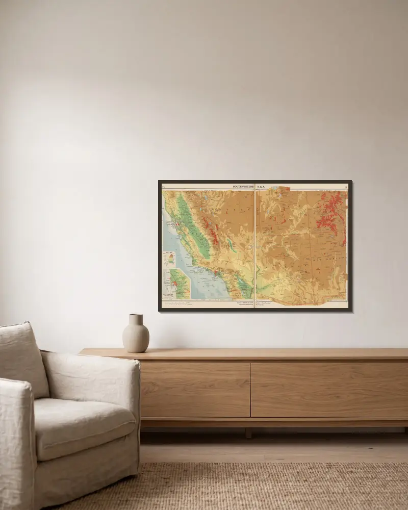 Südwesten der USA von John Paul Goode gerahmt an einer Wand