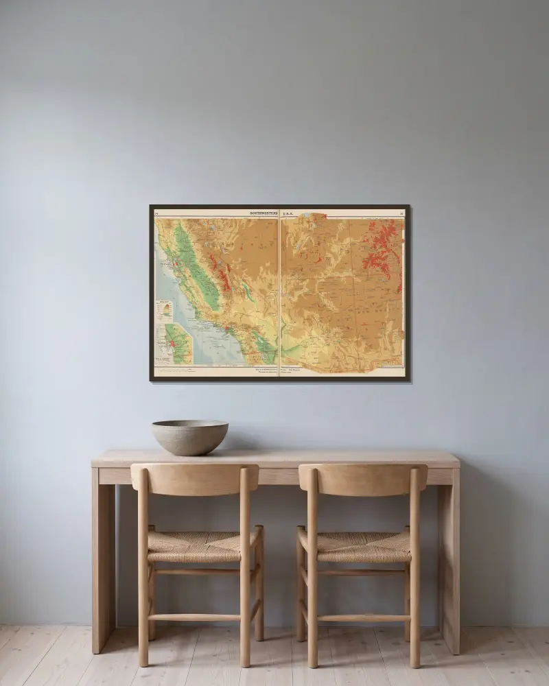 Südwesten der USA von John Paul Goode gerahmt an einer Wand