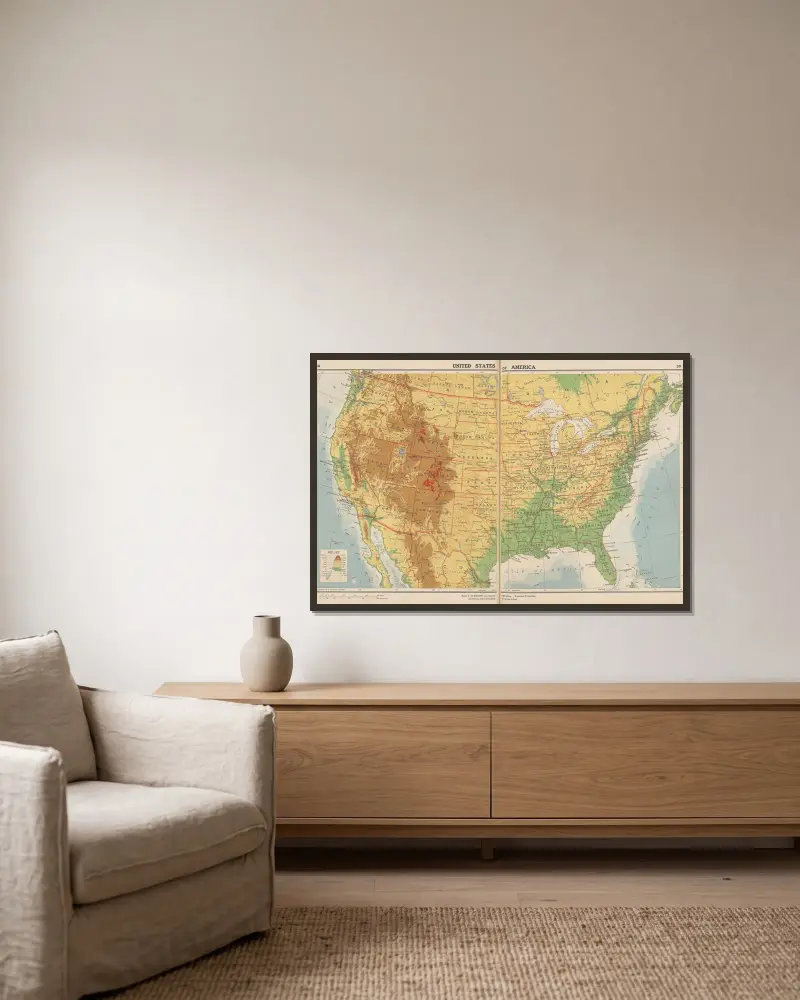 United States of America von John Paul Goode gerahmt an einer Wand