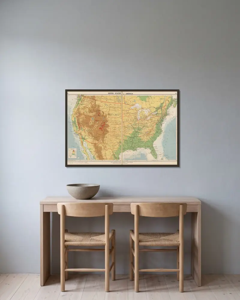 United States of America von John Paul Goode gerahmt an einer Wand