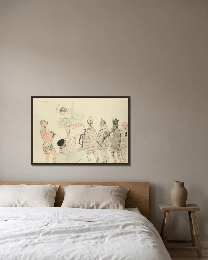 Karikatyrmålning på en mur i Pontoise, familjekarikatyrmålning av Paul Goute inramad på en vägg