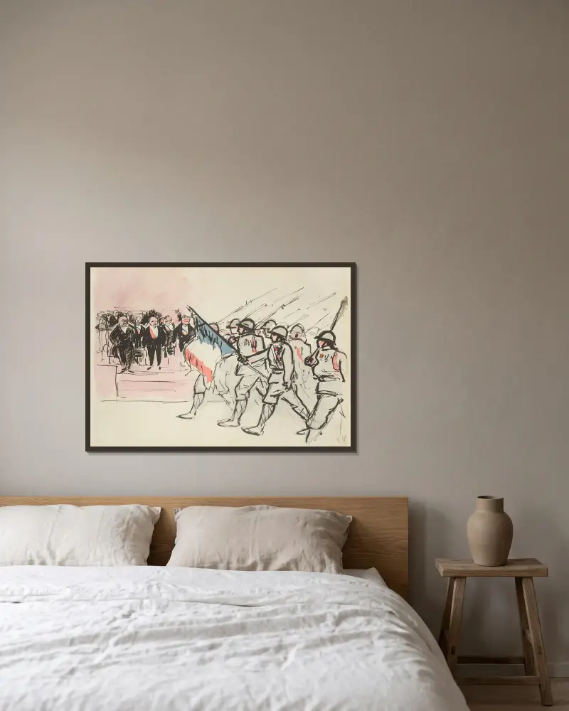 Paraden den 14 juli 1919, 1919 – nr 2 av Paul Goute inramad på en vägg