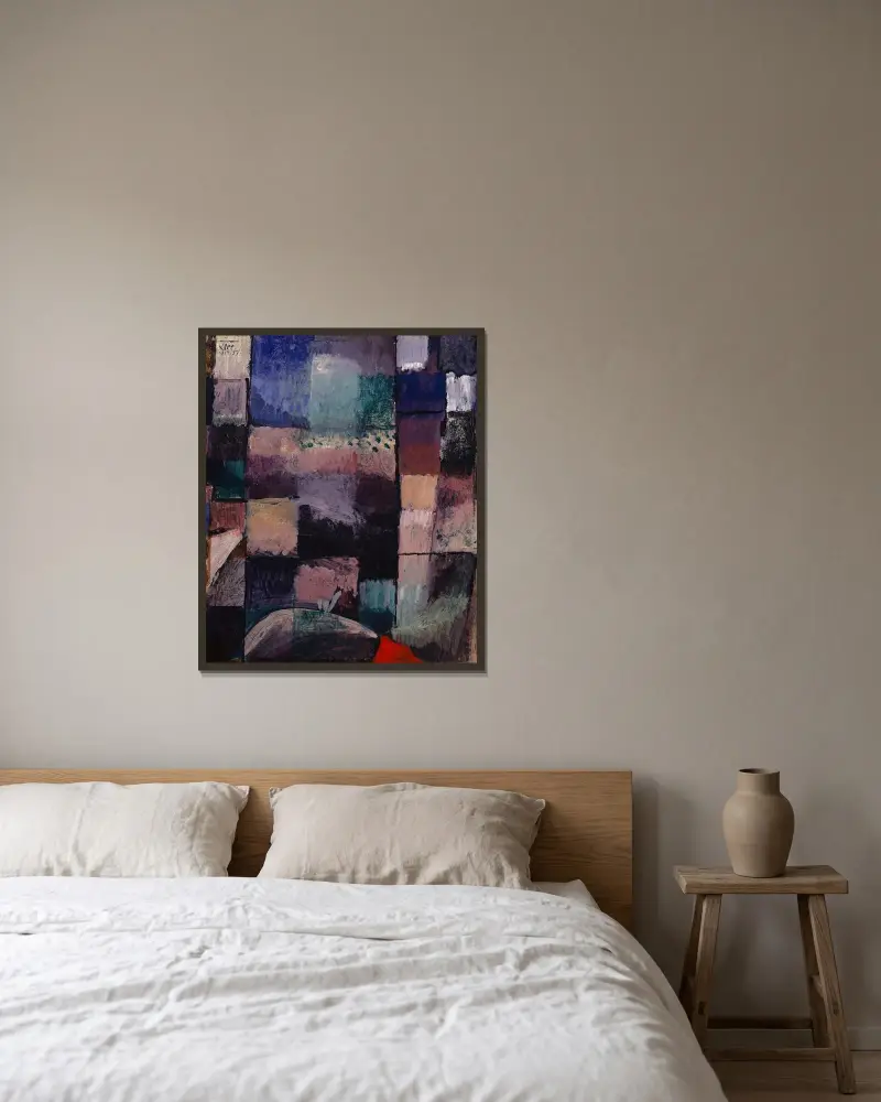 About a motif from Hammamet av Paul Klee inramad på en vägg