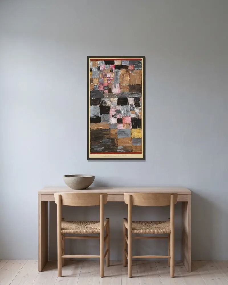 Wznoszenie się małego miasta, Paul Klee w ramie na ścianie