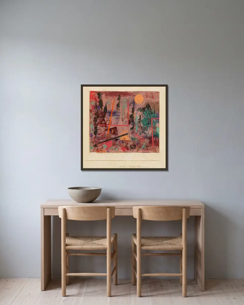 Baubegin¯ im Garten av Paul Klee inramad på en vägg
