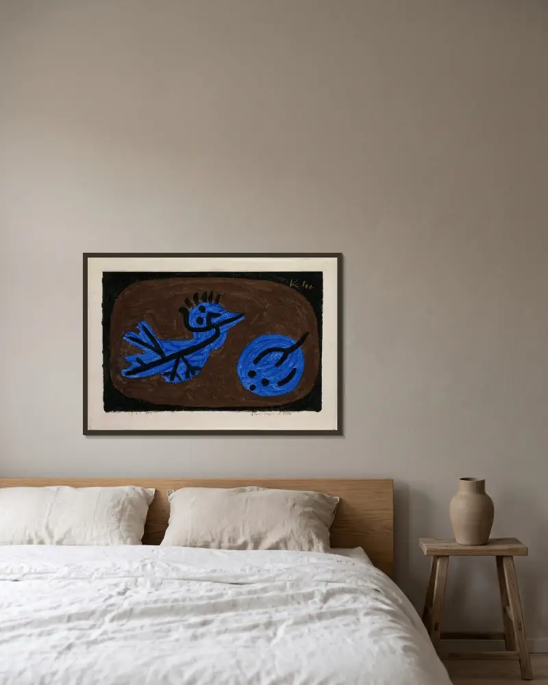 Niebieski ptak i dynia, Paul Klee w ramie na ścianie