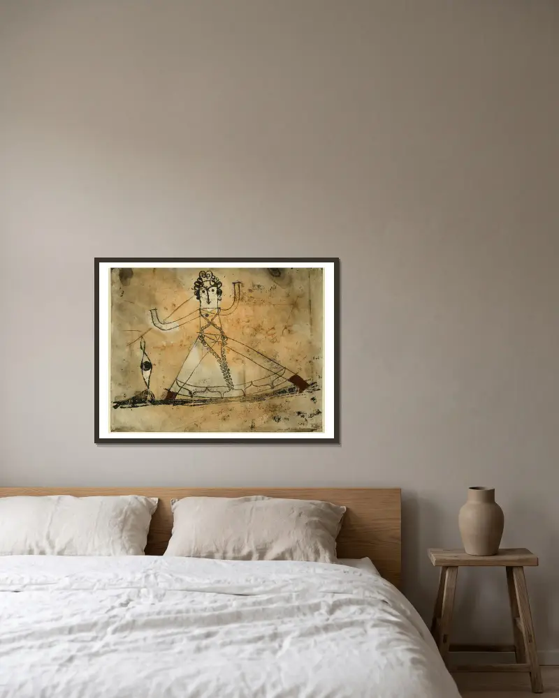 Classical Grotesque av Paul Klee inramad på en vägg