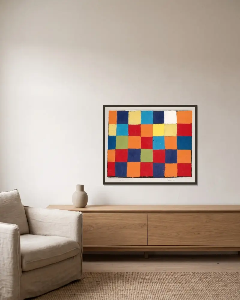 Barevná škála „Qu 1“, Paul Klee v rámu na stěně