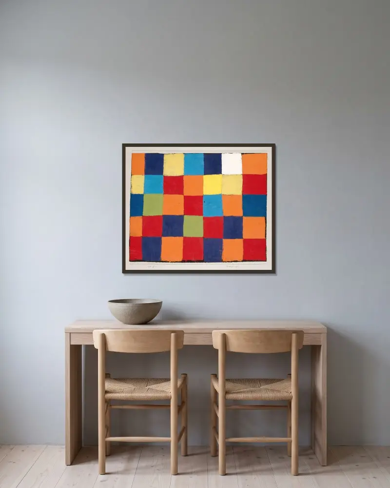 Barevná škála „Qu 1“, Paul Klee v rámu na stěně