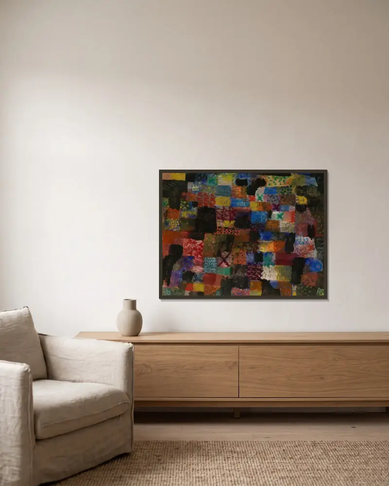 Deep Pathos av Paul Klee inramad på en vägg