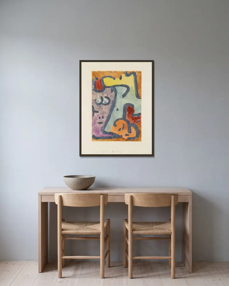 Die Schattige von Paul Klee gerahmt an einer Wand