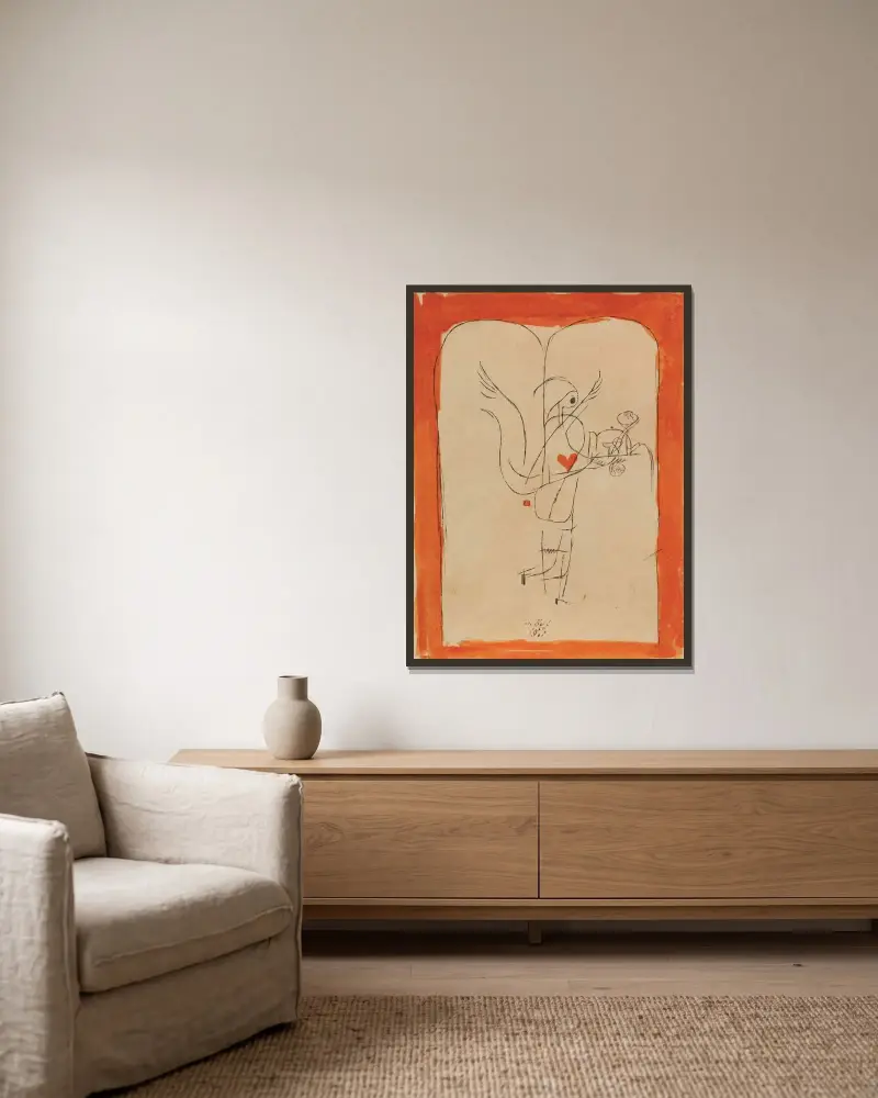 Ein Genius serviert ein kleines Frühstück von Paul Klee gerahmt an einer Wand