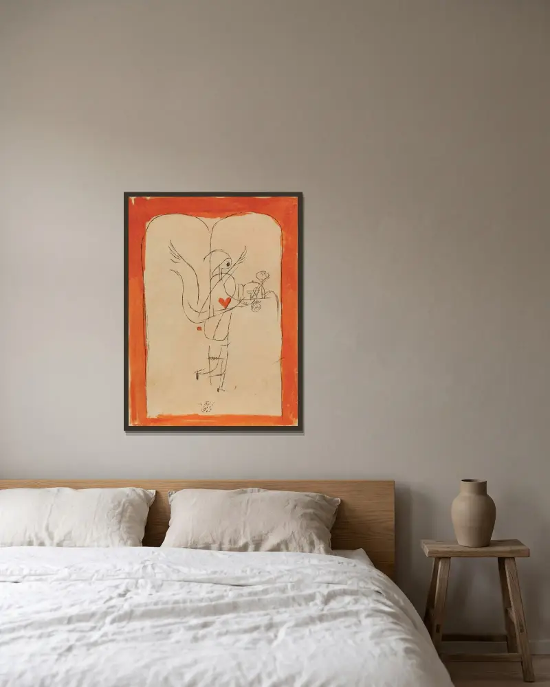 Ein Genius serviert ein kleines Frühstück von Paul Klee gerahmt an einer Wand