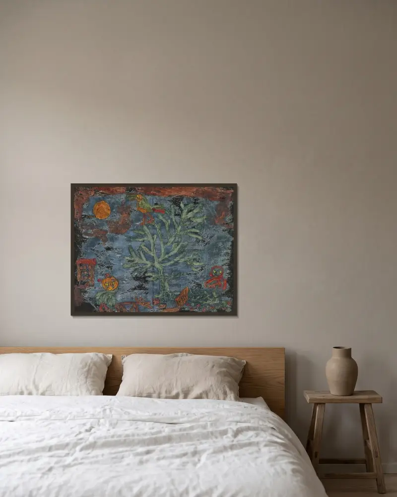 Saga från norr av Paul Klee inramad på en vägg