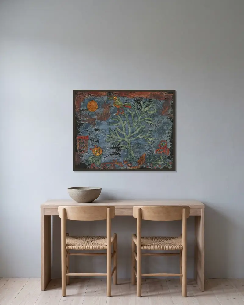 Saga från norr av Paul Klee inramad på en vägg
