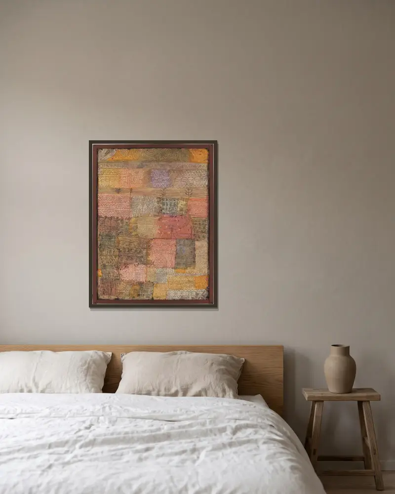 Florentinskt villakvarter av Paul Klee inramad på en vägg