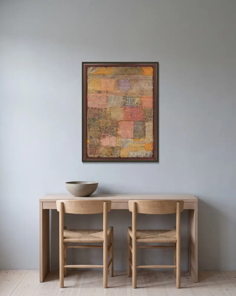 Florentinskt villakvarter av Paul Klee inramad på en vägg