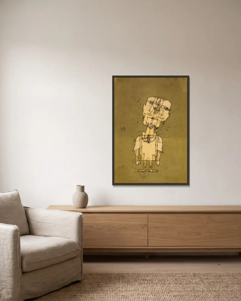 Gespenst eines Genies (Ghost of a Genius) av Paul Klee inramad på en vägg