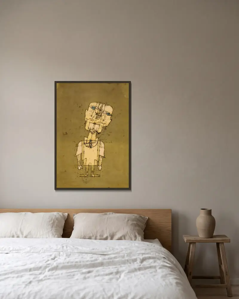 Gespenst eines Genies (Ghost of a Genius) av Paul Klee inramad på en vägg