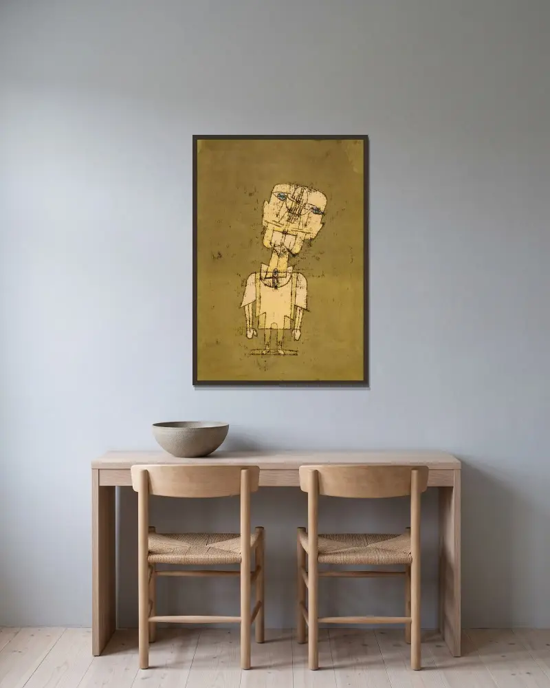 Gespenst eines Genies (Ghost of a Genius) av Paul Klee inramad på en vägg