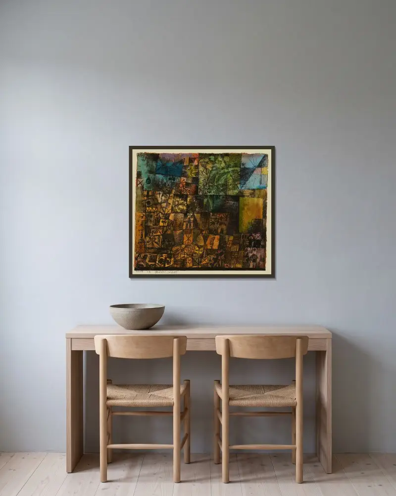Gräberstadt av Paul Klee inramad på en vägg
