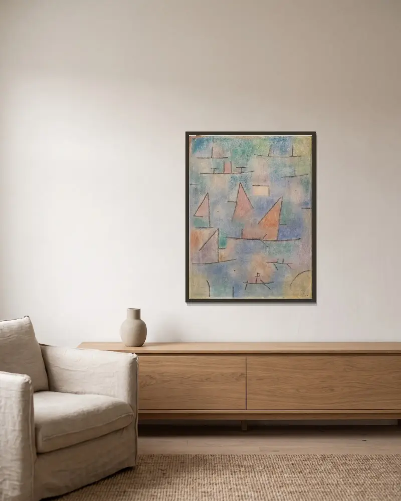 Přístav s plachetnicemi, Paul Klee v rámu na stěně