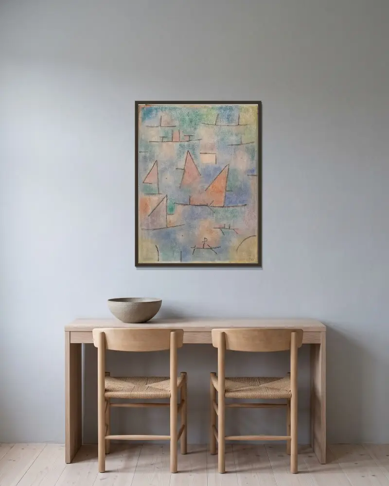 Přístav s plachetnicemi, Paul Klee v rámu na stěně