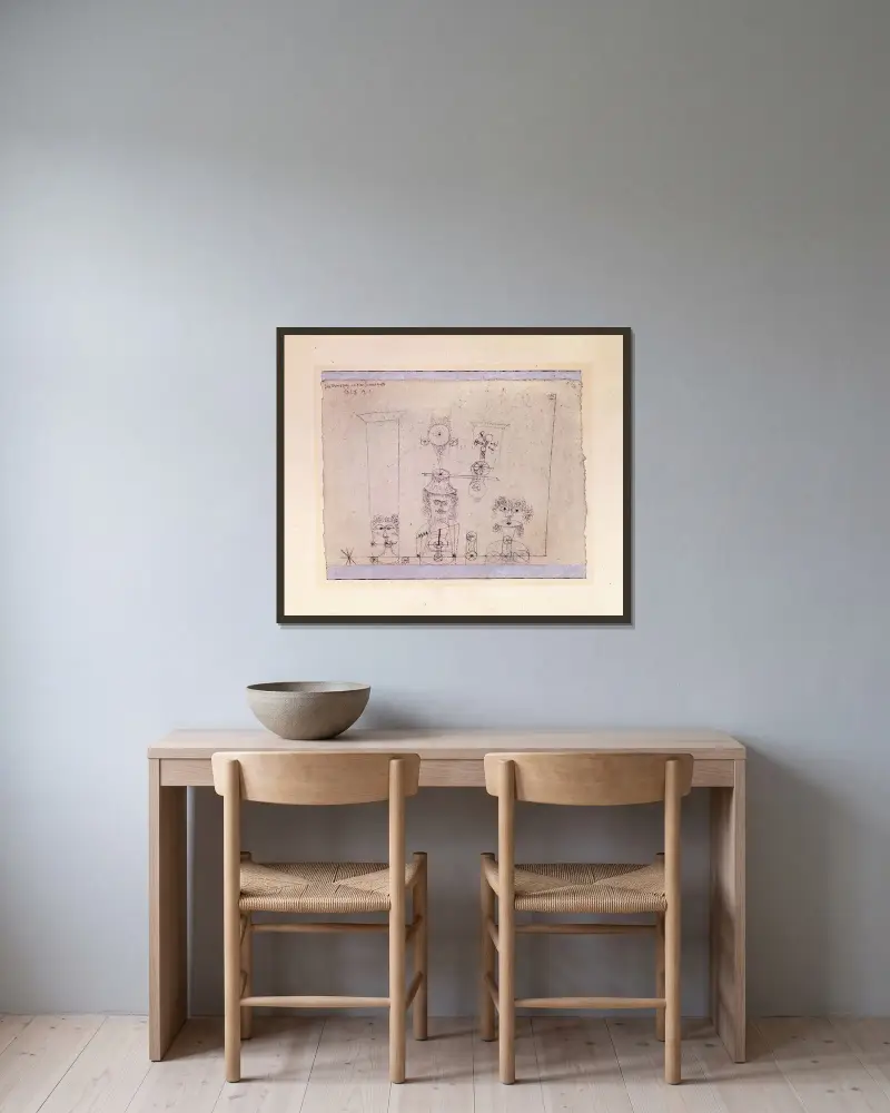 Till minne av ett flickband av Paul Klee inramad på en vägg