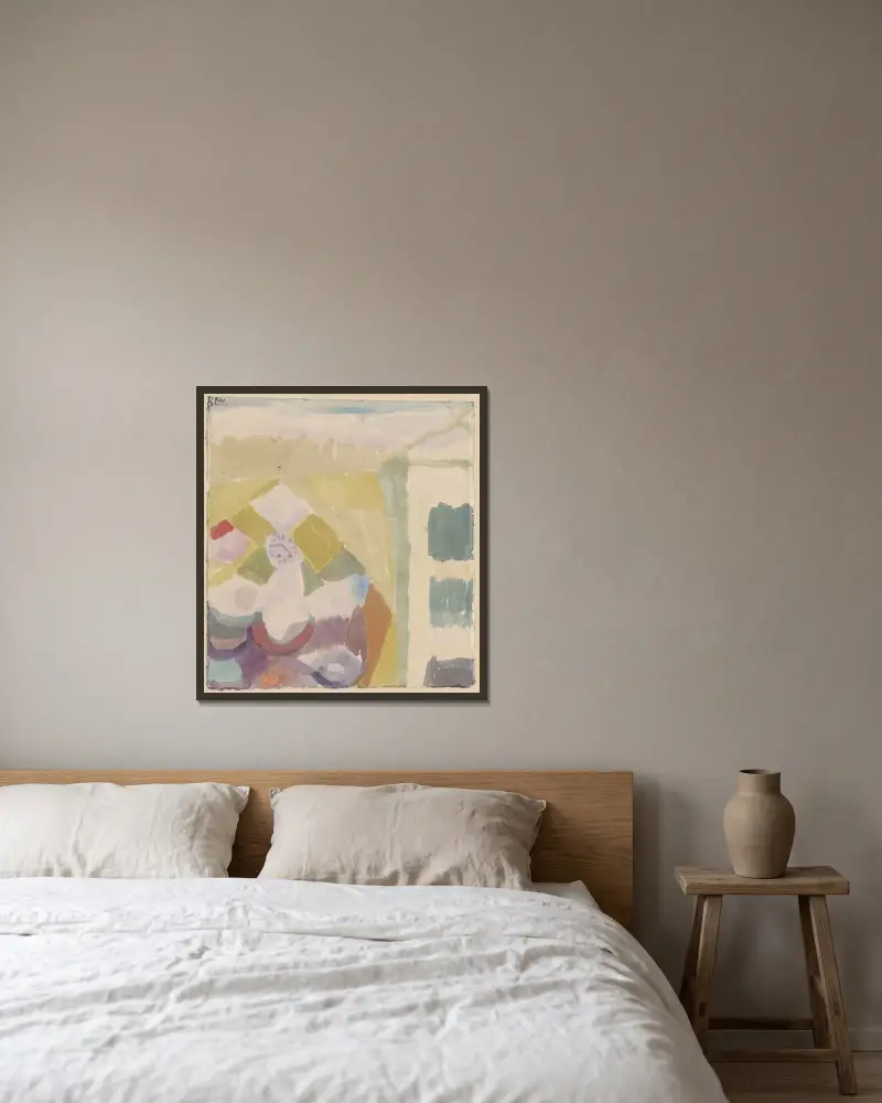 Interieur mit der Uhr (Interior with the Clock) av Paul Klee inramad på en vägg