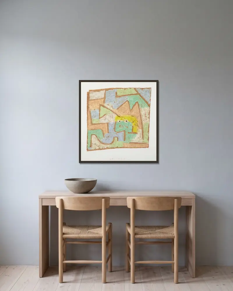 Kirke av Paul Klee inramad på en vägg