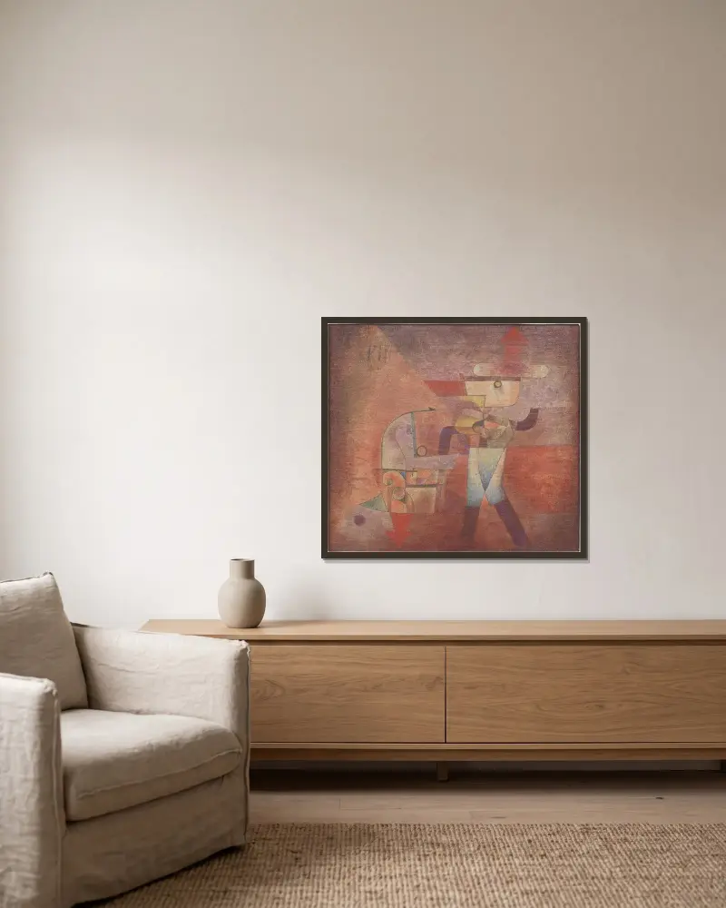 KN der Schmied av Paul Klee inramad på en vägg