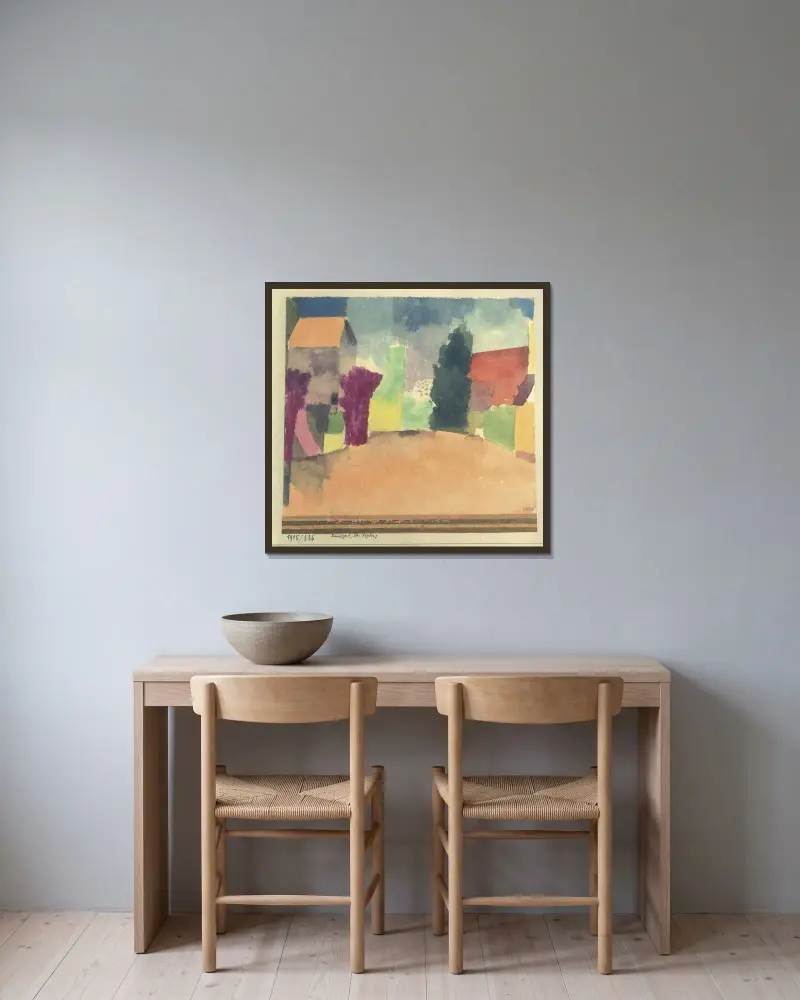 Lantgård nära Fryburg av Paul Klee inramad på en vägg