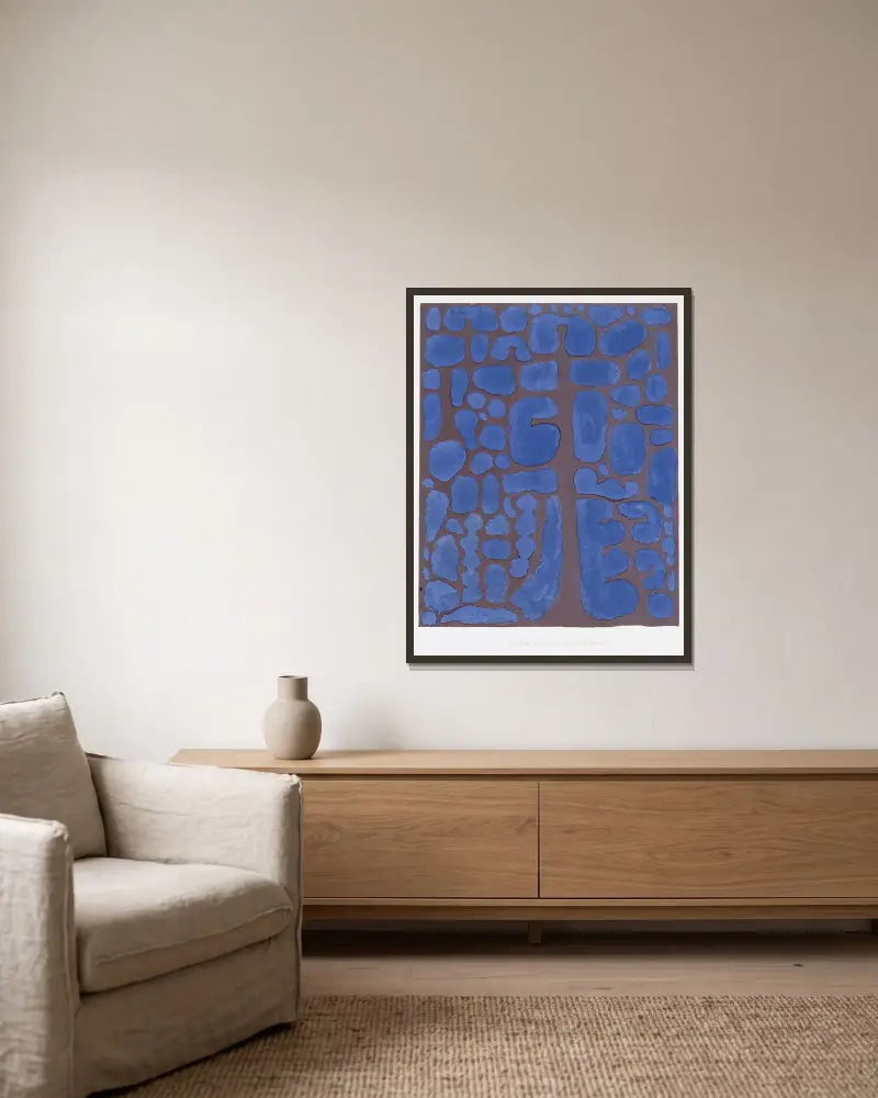 Später Abend, aus dem Wald blickend von Paul Klee gerahmt an einer Wand