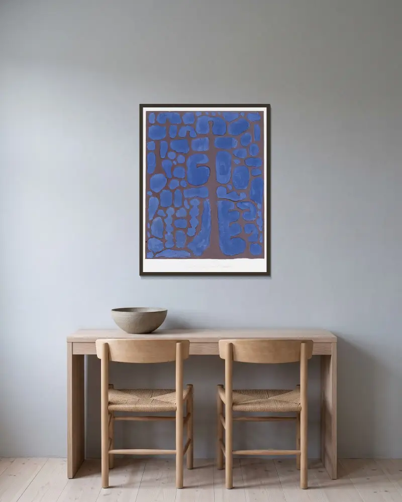 Später Abend, aus dem Wald blickend von Paul Klee gerahmt an einer Wand