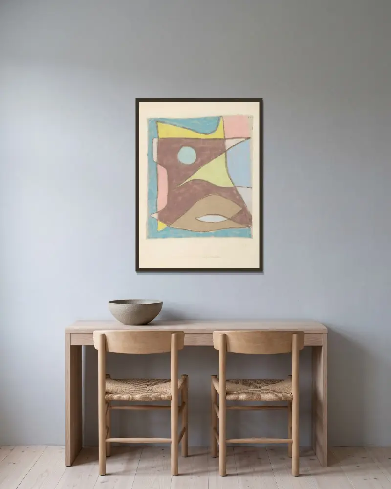 Maske unterwasserführer von Paul Klee gerahmt an einer Wand