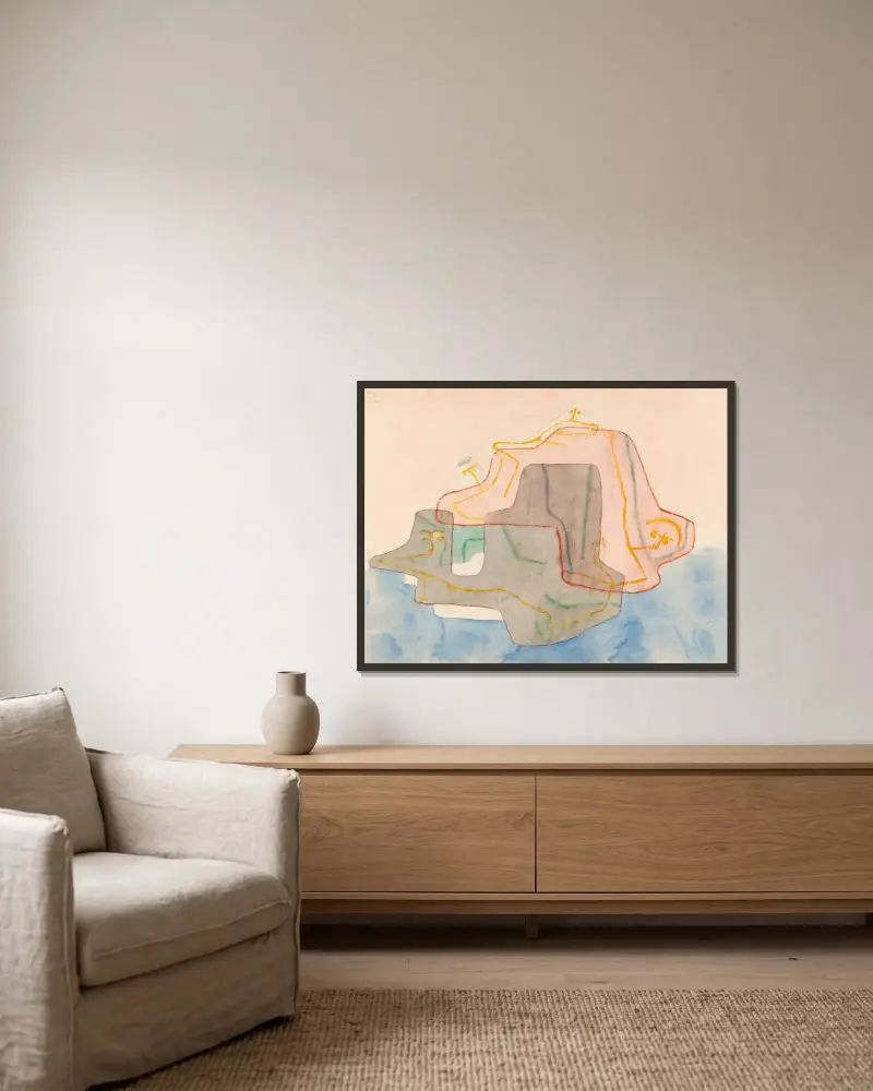 Mythos Einer Insel av Paul Klee inramad på en vägg