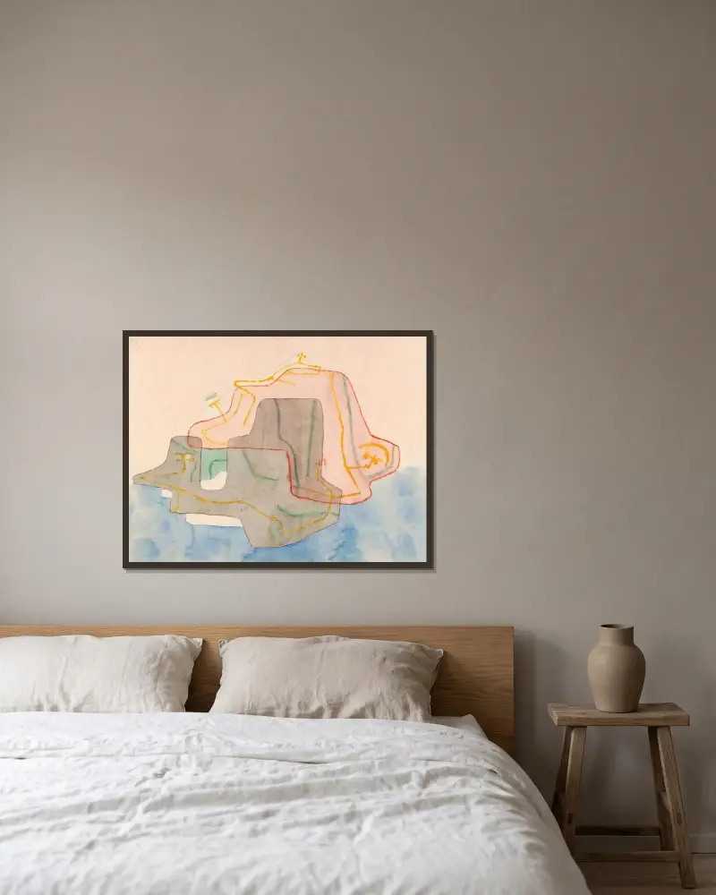 Mythos Einer Insel av Paul Klee inramad på en vägg