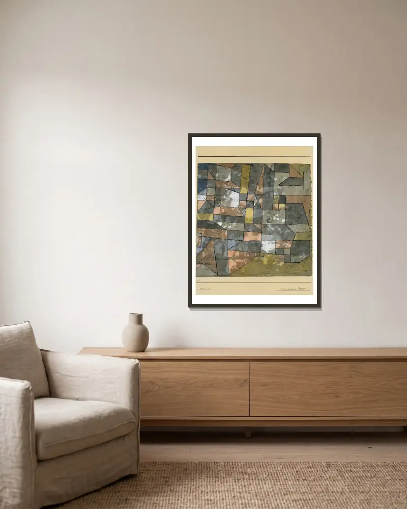 North German av Paul Klee inramad på en vägg