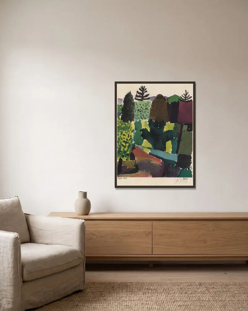 Park av Paul Klee inramad på en vägg
