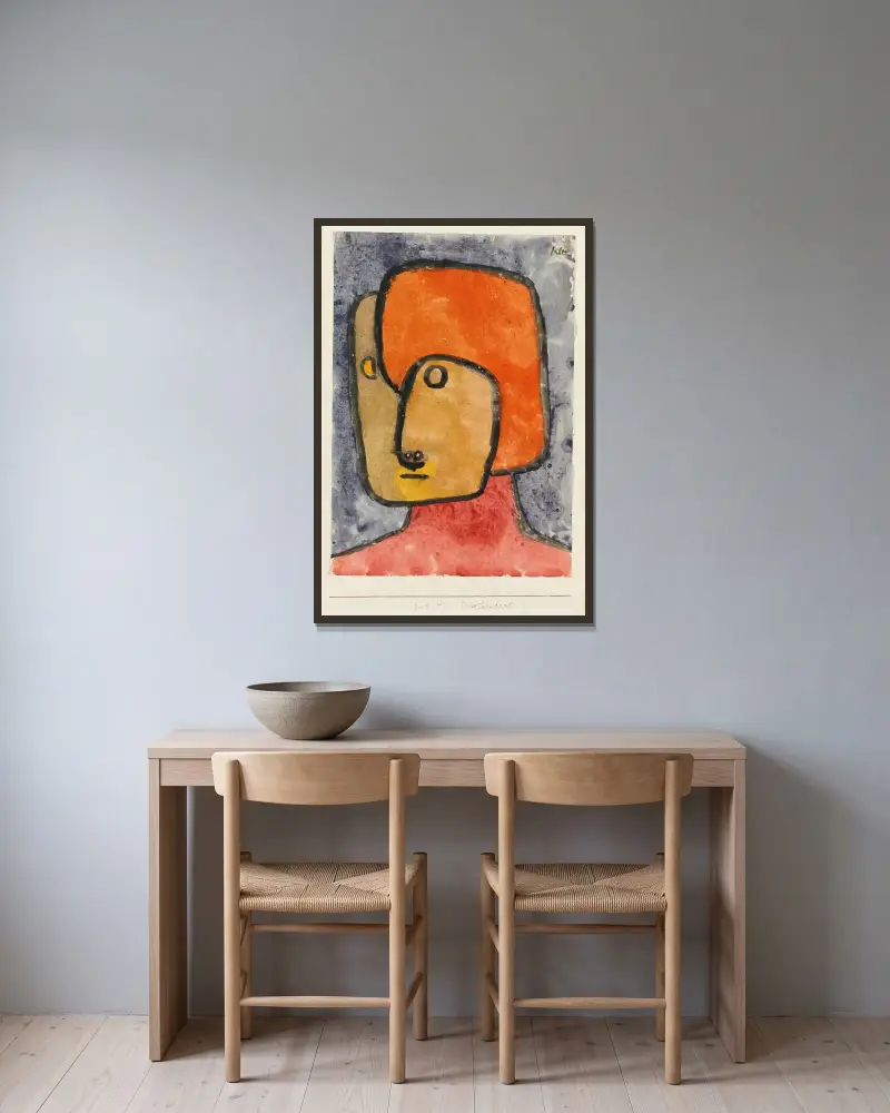 Praetendent (Pretender) av Paul Klee inramad på en vägg