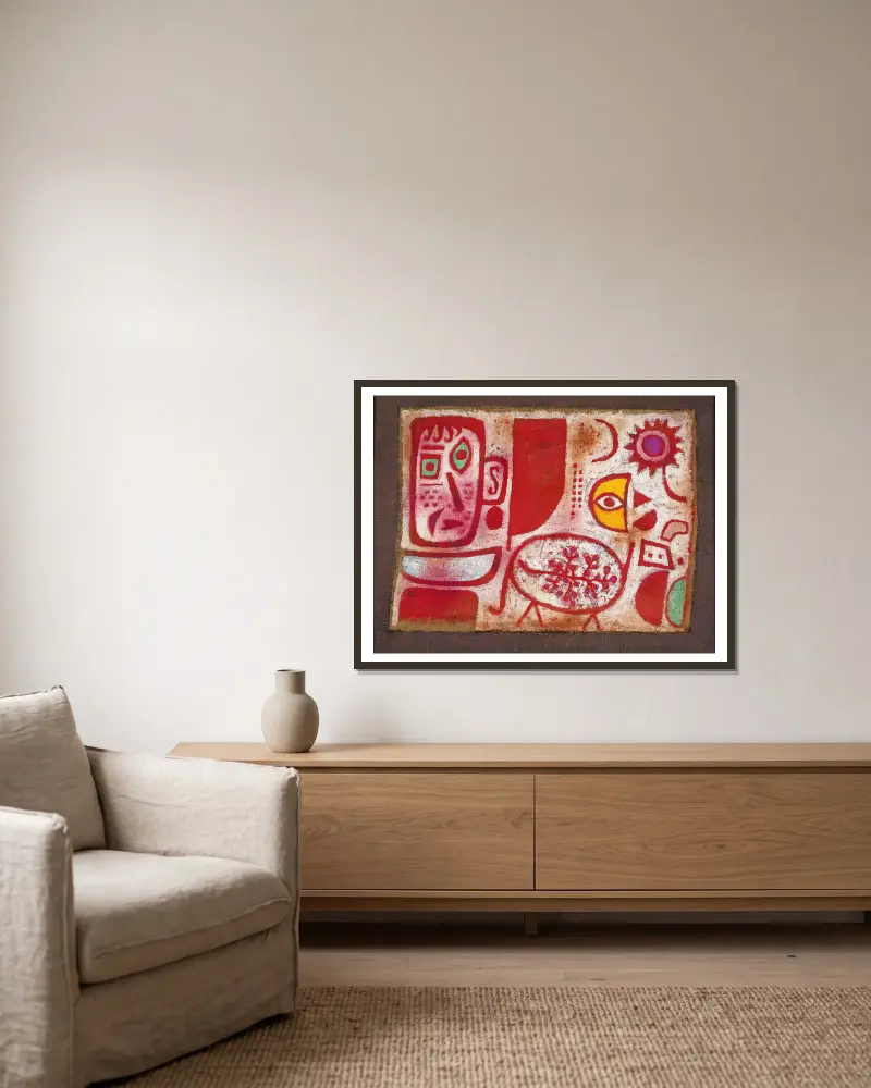 Rausch av Paul Klee inramad på en vägg