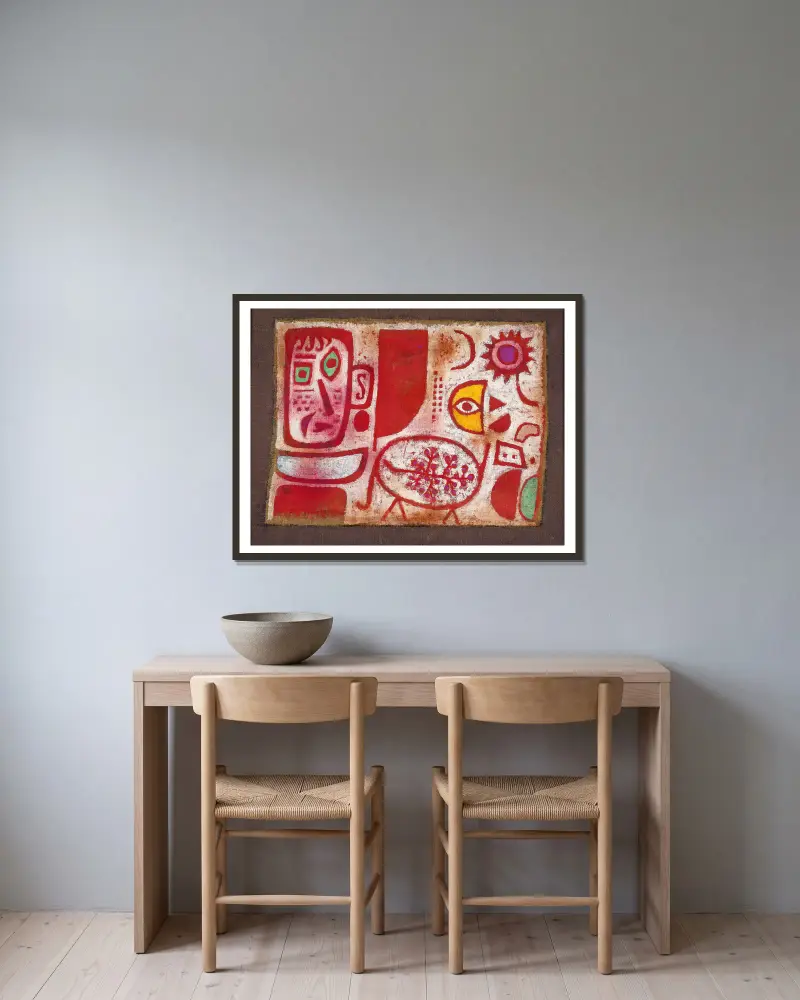Rausch av Paul Klee inramad på en vägg