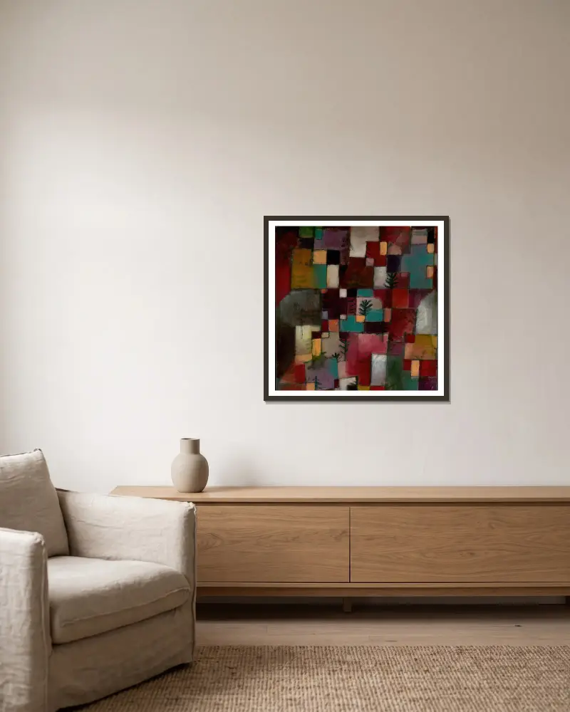 Rytmy czerwono-zielone i fioletowo-żółte, Paul Klee w ramie na ścianie