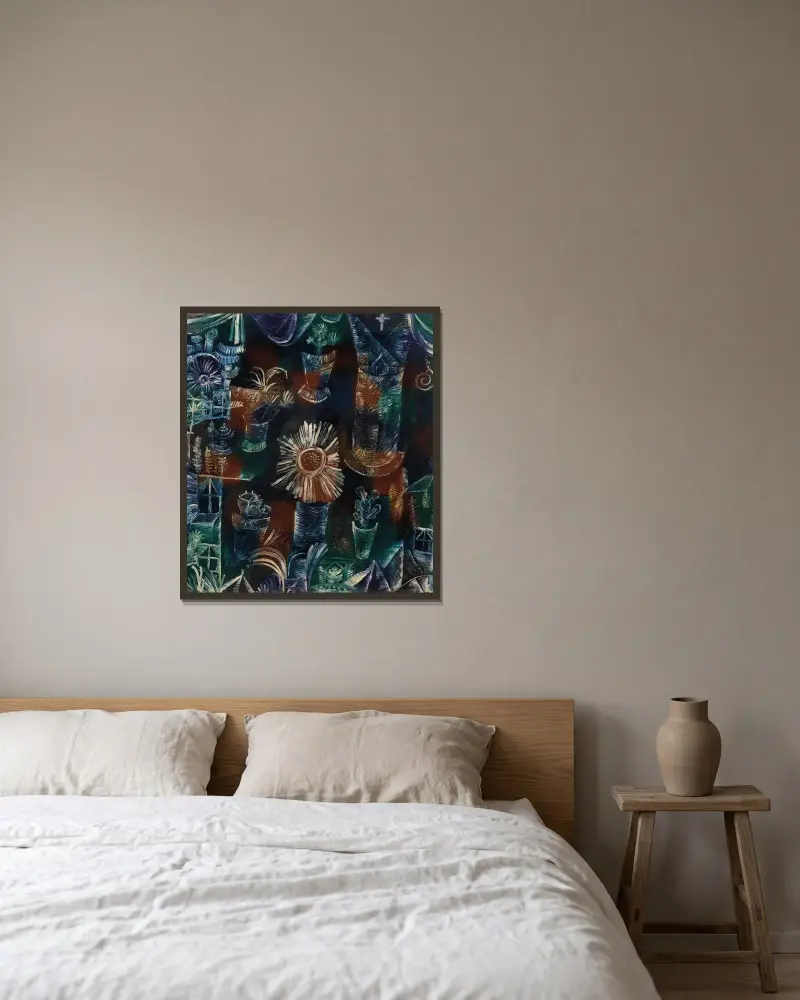 Stilleben mit der Distelblüte av Paul Klee inramad på en vägg