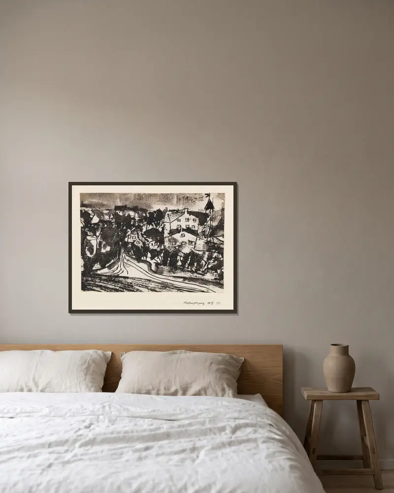 Straßenverzweigung (bei aufgeweichtem Boden) av Paul Klee inramad på en vägg