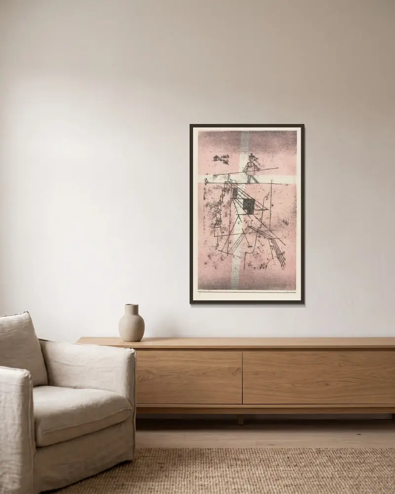 Tightrope Walker av Paul Klee inramad på en vägg